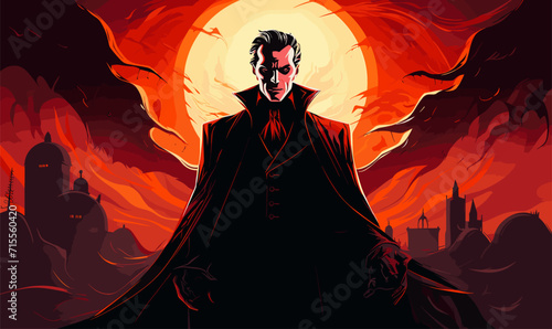 count Dracula vampire illustration concept art vector