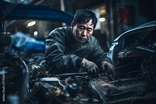 portrait of a man repairing on workshop