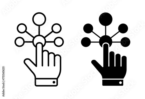 Diverse click option line icon. Variety selection icon in black and white color. photo