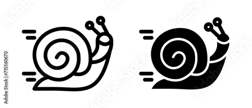 Snail Line Icon. Snails Speed Icon in black and white Color. photo
