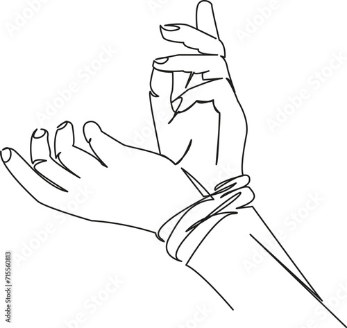 hands tied with rope