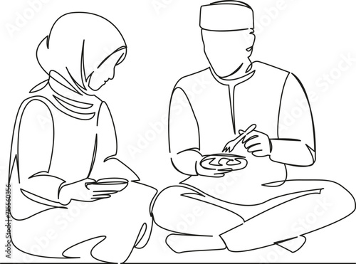 Muslim couple eating