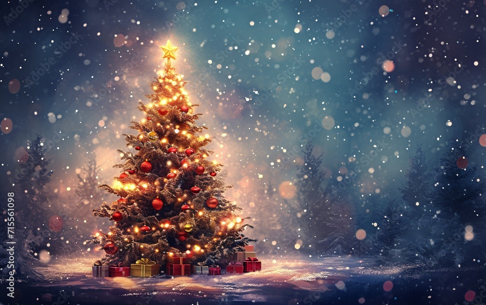 Naklejka premium christmas tree in the night