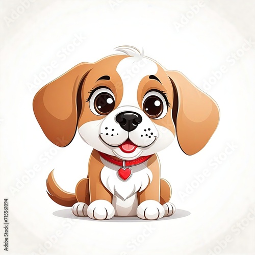 Cute Cartoon dog  Vector illustration dog on a white background.