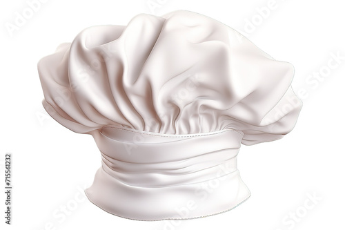 Chef's hat in white 3d render isolated on a Transparent background. Generative AI
