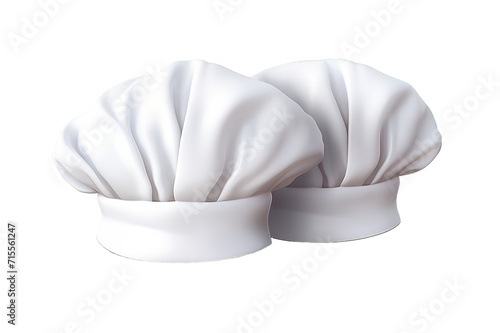 Chef's hat in white 3d render isolated on a Transparent background. Generative AI