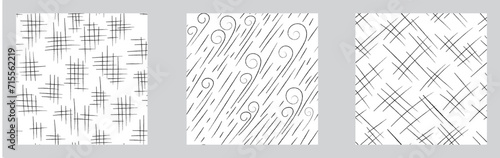 Crosshatch pattern set. Seamless hand draw pattern. Simple crosshatch sketch.