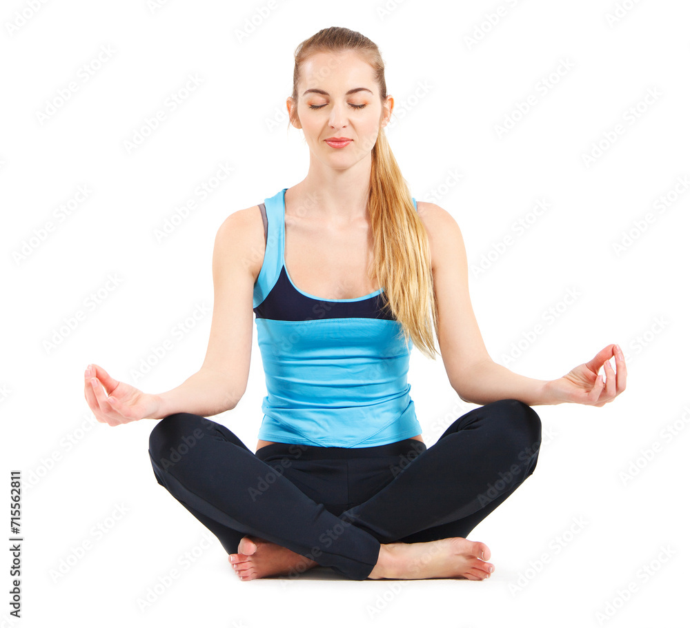 Blond young woman doing her yoga stretch
