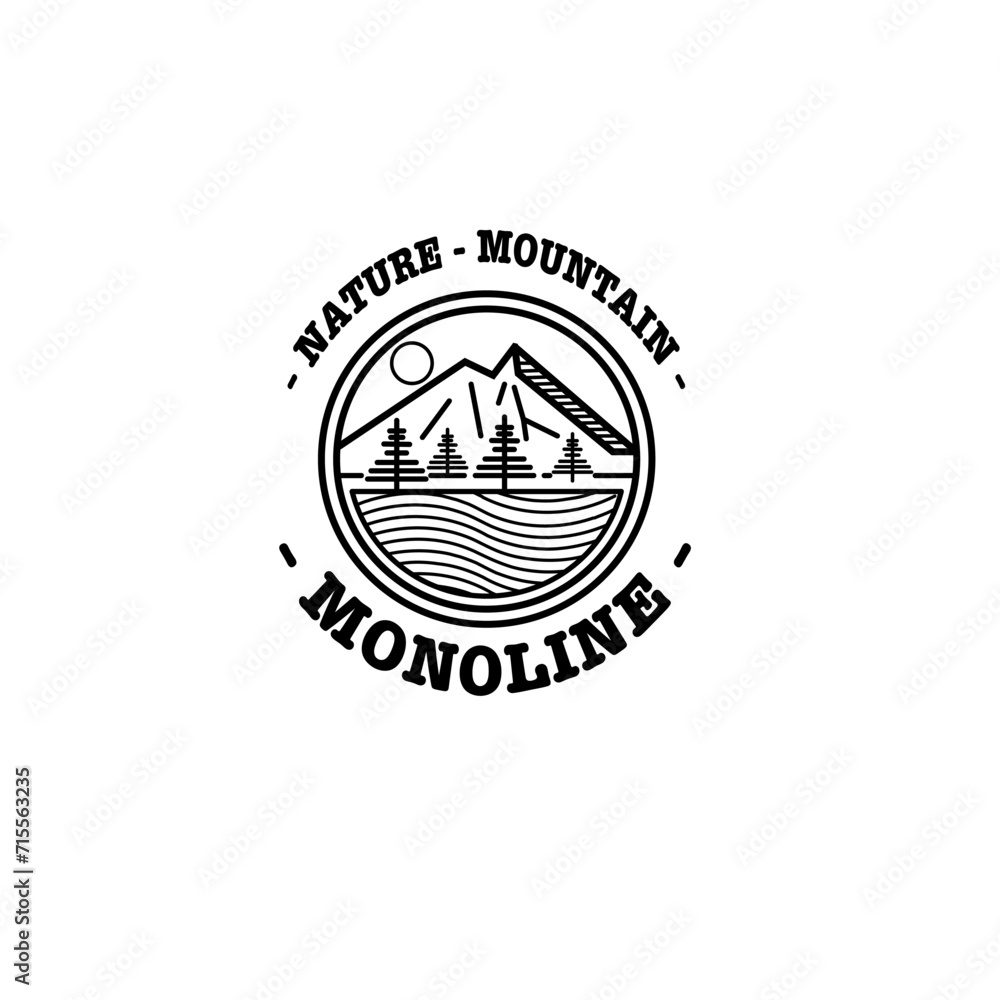 Obraz premium illustration vector graphic mountain nature monoline illustration