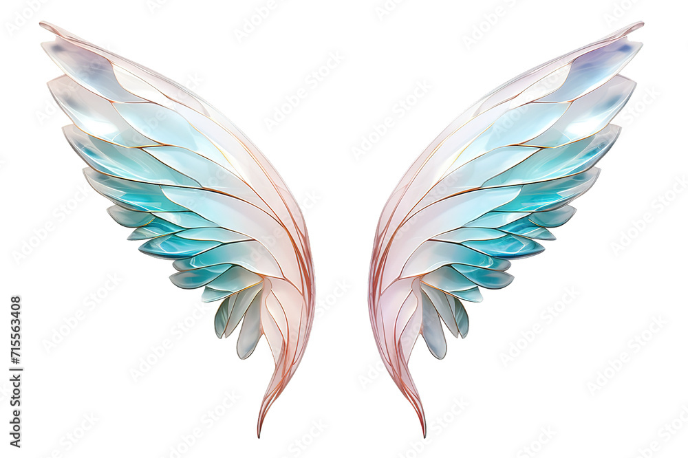 Pastel pride rainbow tone fluffy angel wings isolated on a Transparent ...