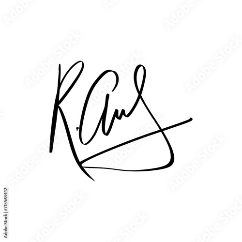 Handwriting Autograph set. Personal fictitious signature calligraphy lettering. Scrawl imaginary name for document. Vector illustration on white background
