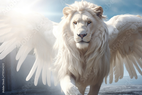 white lion winged. Generative AI
