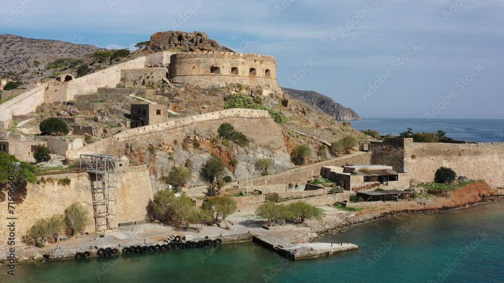 Aerial view of the island of Spinalonga, gulf of Elounda, Crete, Greece. Aerial view of the island of Spinalonga, gulf of Elounda, Crete, Greece.