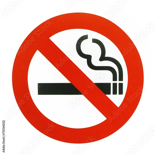 No smoking red prohibition symbol with cigarette on a white background