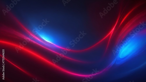 Dark red and blue energy waves from particles glowing bright magical abstract background from Generative AI