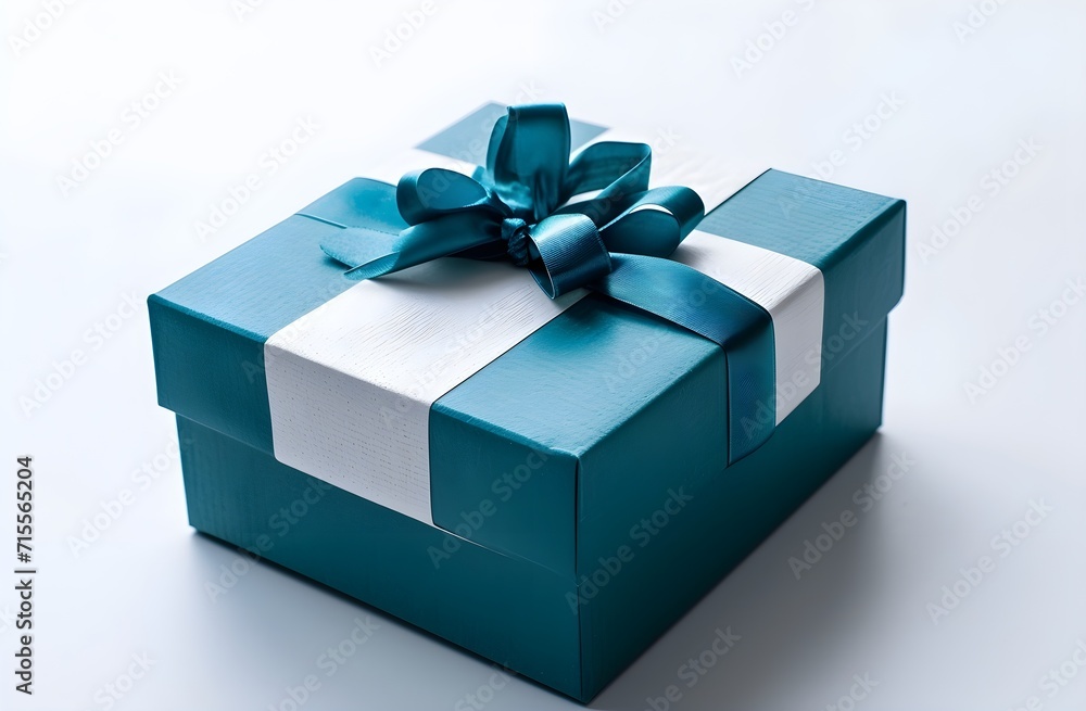 Obraz premium Elegance Unwrapped: Blue & White Gift Box