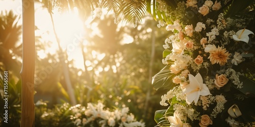 Bali Bliss: Sun-Kissed Wedding with White and Gold Elegance Amidst Tropical Jungle Florals