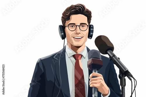 illustration of a sportscaster or a newscaster