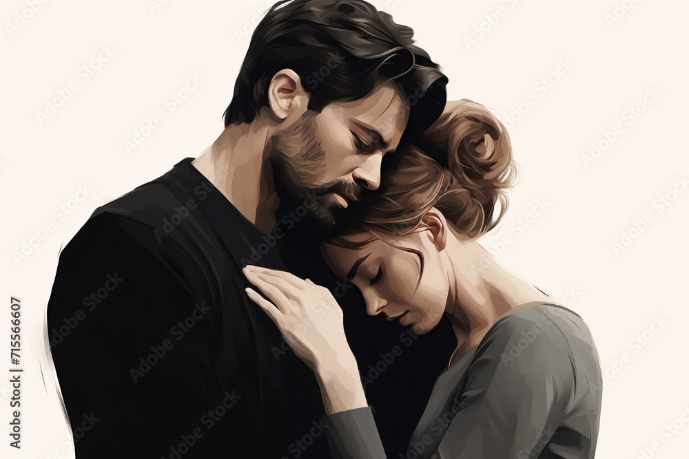 a couple hugging each other in sadness ,grief, crying a couple hugging each other in sadness ,grief, crying