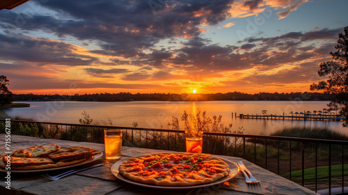 sunset over the river