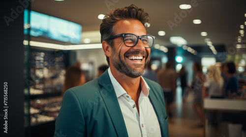 The perfect pair for me. Shot of a young man buying a new pair of glasses at an optometrist store.