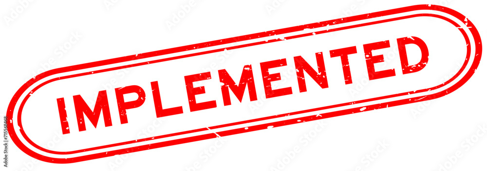 Grunge red implemented word rubber seal stamp on white background Grunge red implemented word rubber seal stamp on white background