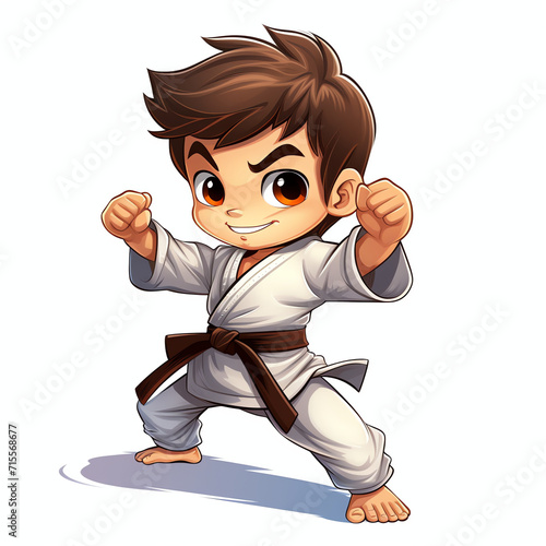 Cute boy are practicing karate