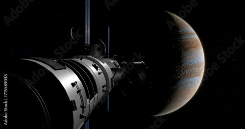 Obraz na płótnie Space station in orbit of Jupiter. w salonie