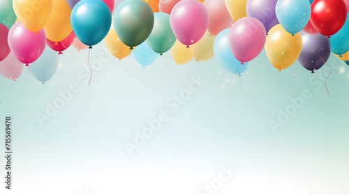 Colorful balloons on a white background are given space for text 