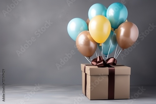 colorful balloons with gifts on a gray background © candra