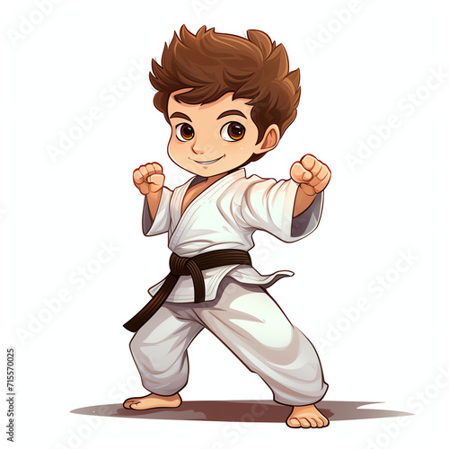 Cute boy are practicing karate