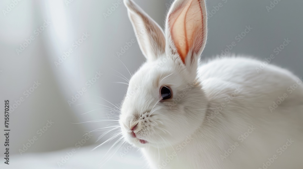 Serene Morning Portrait of a Fluffy White Bunny in Soft Natural Light Serene Morning Portrait of a Fluffy White Bunny in Soft Natural Light