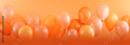 orange balloons with people in the background and spaced for text