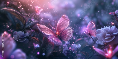 Enchanted Garden: Luminous Floral Wonderland with Fairies and Butterflies - Magical Macro Photography
