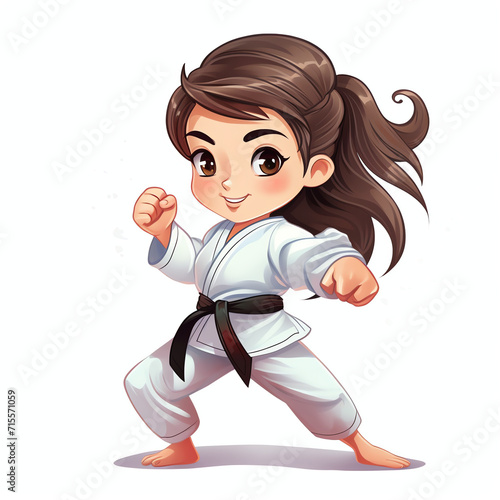 Cute Girl are practicing karate