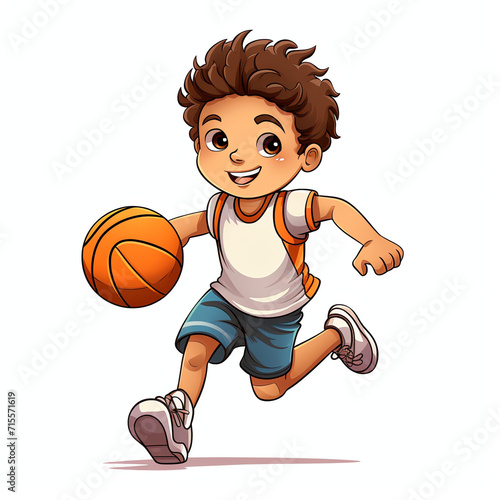 Cute boy are playing basketball