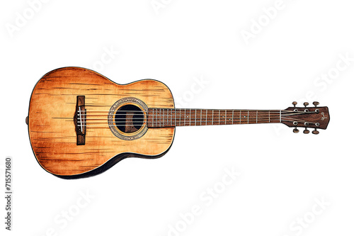 Acoustic Guitar: A standard guitar with steel or nylon strings that produces sound without electronic amplification. isolated on a Transparent background. Generative AI