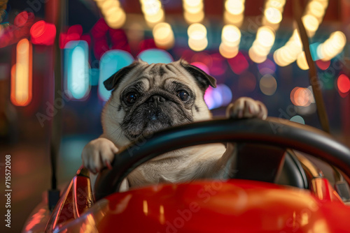 Paws on the Steering Wheel: Pug’s Bumper Car Selfie Adventure