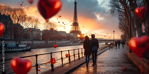The city of love Paris, France - Valentine day concept, generative ai