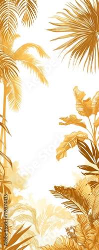 Elegant Gold and White Jungle Motif Wallpaper Design © Vasilya