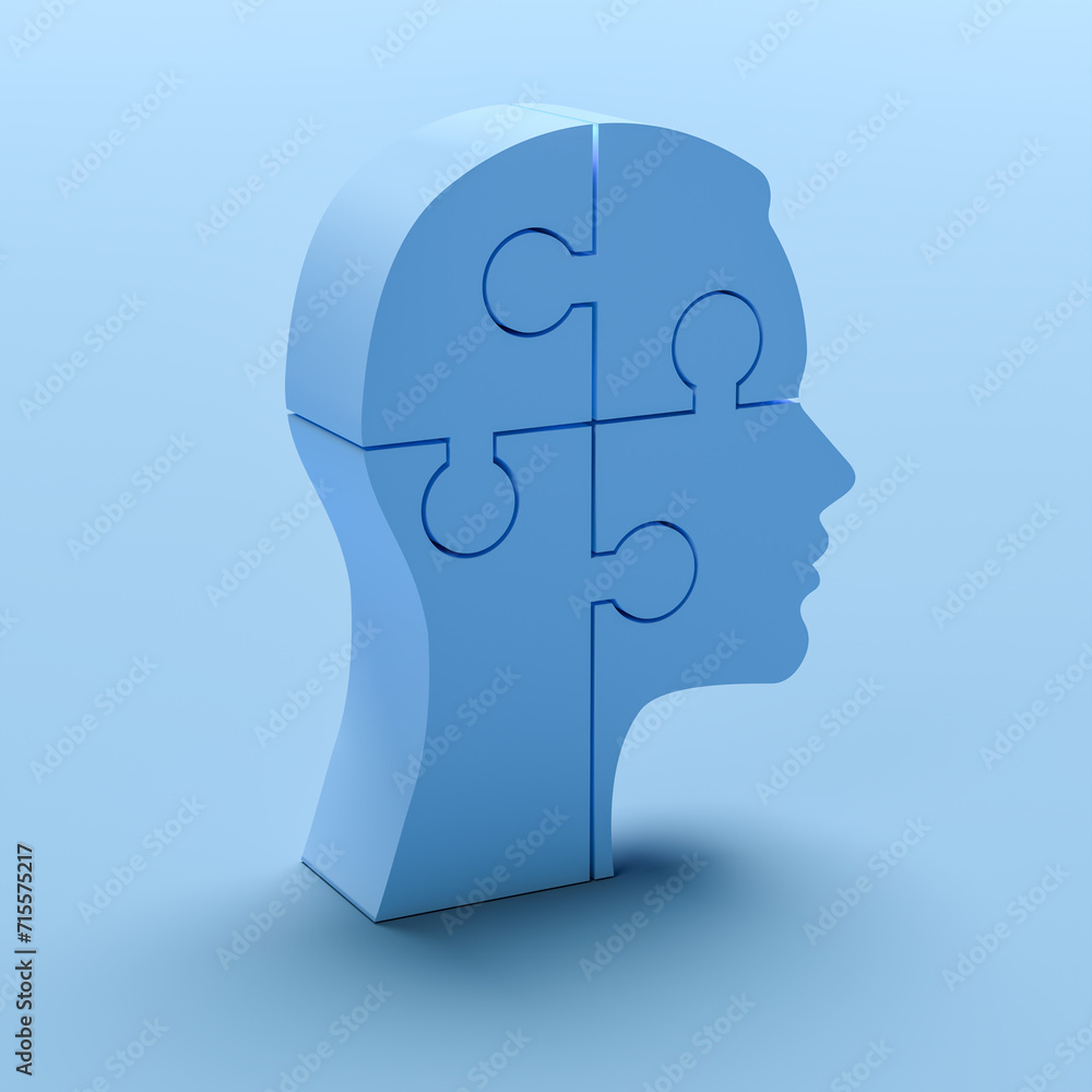 Human head / brain made of jigsaw pieces. Concept for analyzing human behaviour, psychoanalysis, psychology Human head / brain made of jigsaw pieces. Concept for analyzing human behaviour, psychoanalysis, psychology