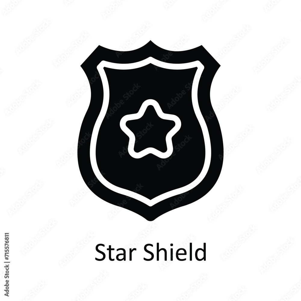 Star Shield vector Solid icon style illustration. EPS 10 File