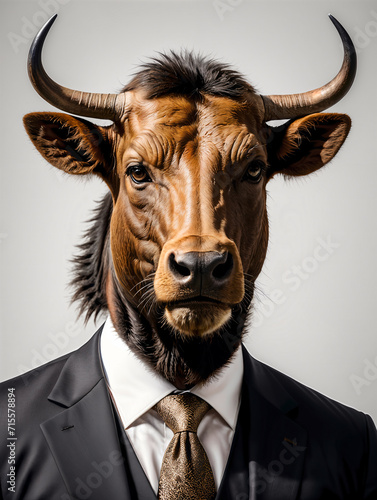 Wildebeest in a business suit, business animals © Raymond Inauen
