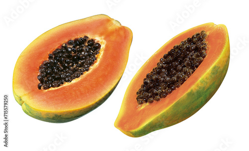 fatias de mamão papaia isolado em fundo transparente
