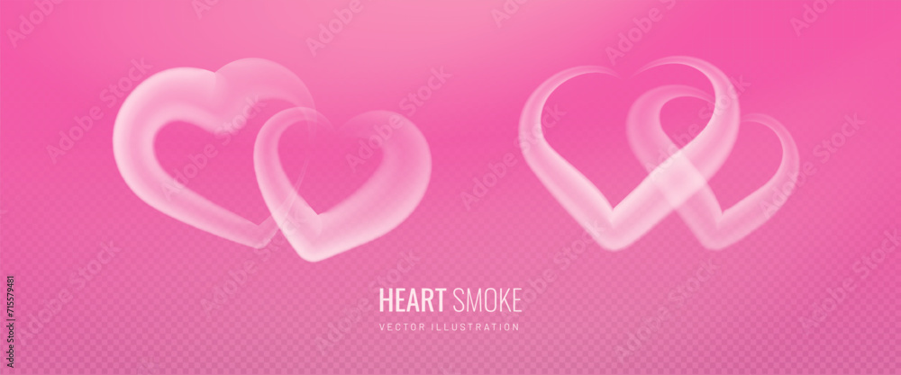 Cloud heart for Valentine's day. Hearts silhouetted on a pink background greeting card concept. Vector illustration