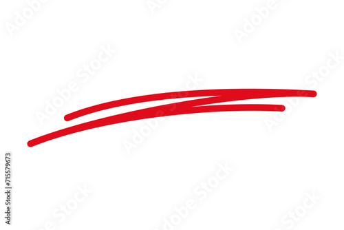 Line marker underline shape, underlining with a red line, crossing out red line - vector photo