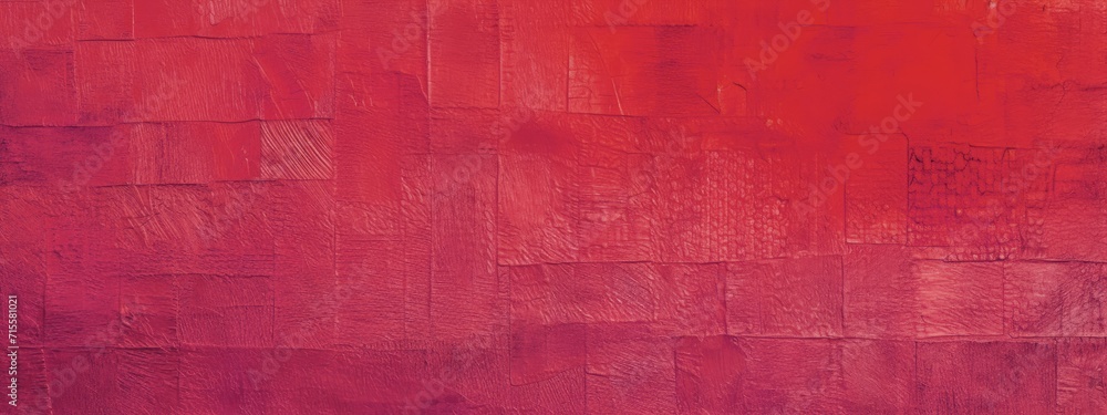 Naklejka premium Closeup of abstract rough pink magenta art painting texture, with oil brushstroke, pallet knife paint, with square overlapping paper layers, complementary colors