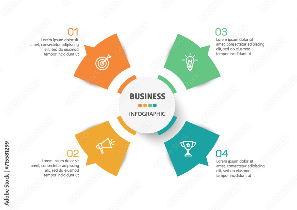 Infographic business design vector template with 4 options, steps or processes. Can be used for presentations banner, workflow layout, process diagram, flow chart, info graph