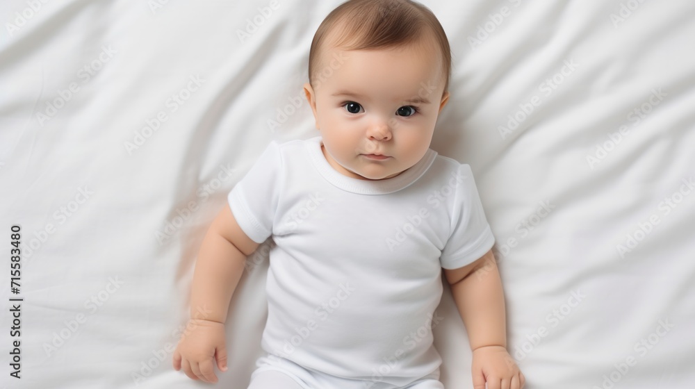 Newborn baby in a white suit. Neural network AI generated art Newborn baby in a white suit. Neural network AI generated art