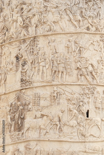 Trajan Column Relief Close Up in Rome, Italy